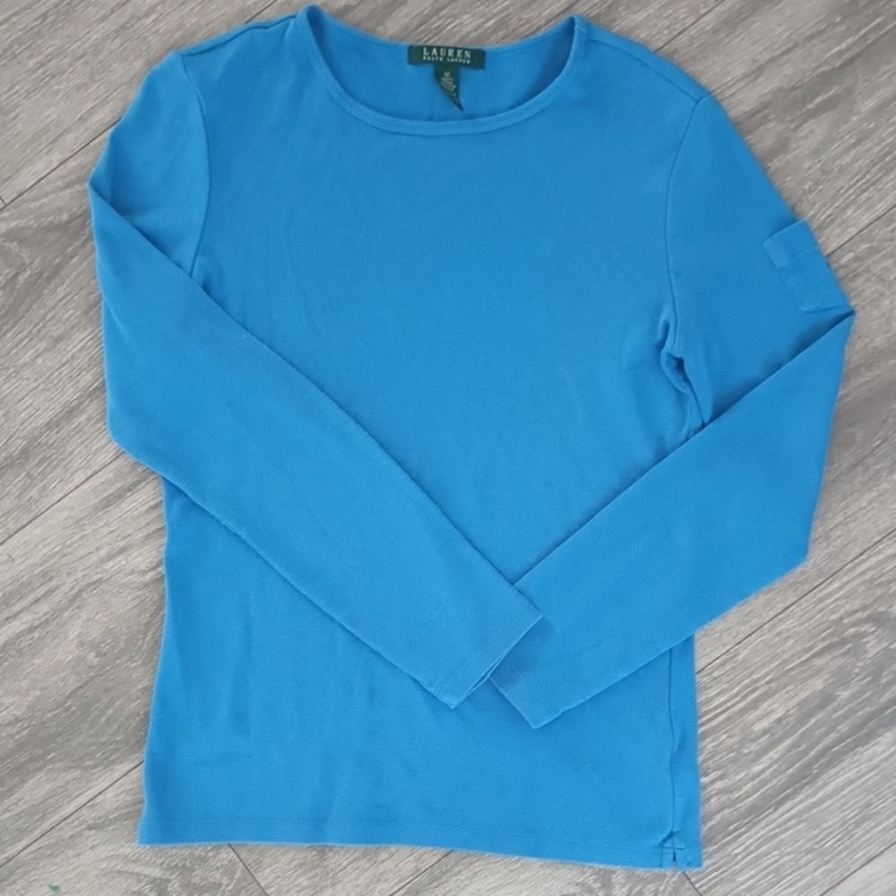Sky Blue Crew Neck Long Sleeve Fitted T-Shirt
